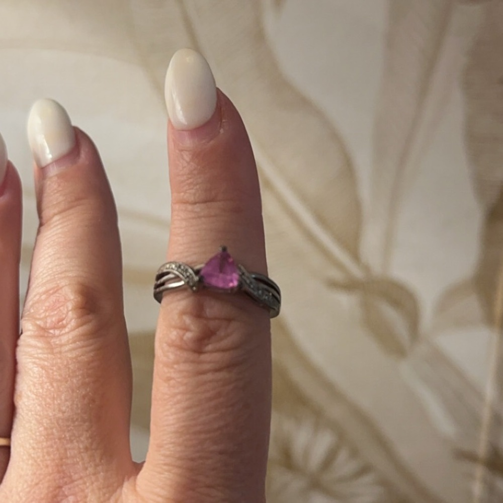 Sterling silver Kay jewelers, authentic ring, pink stone